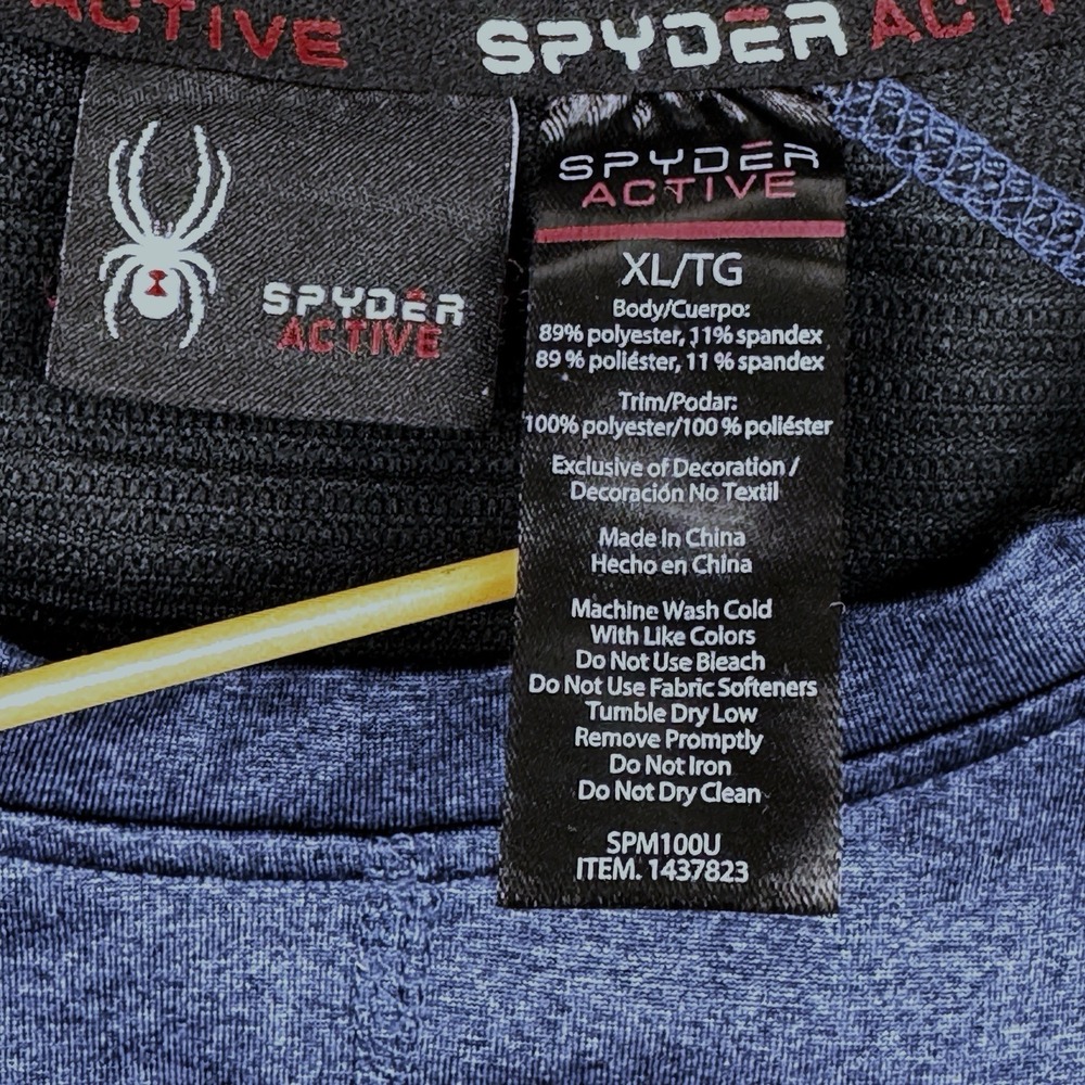 Spyder Active Shirt Mens XL‎ Blue Long Sleeve Stretch Pullover Poly Spandex - Picture 9 of 9